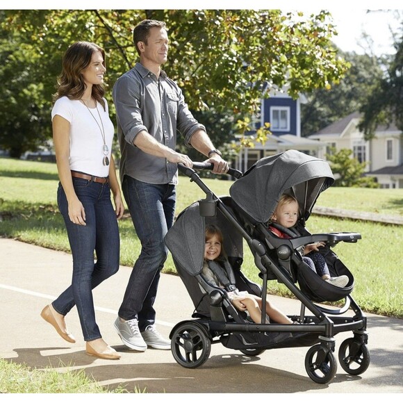 Graco Uno2Duo Stroller Second Seat, Ellington Fashion, Grey New - Picture 3 of 5